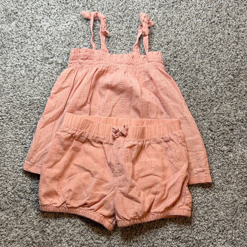 Carters - Iridescent Striped Peach Two Piece Set